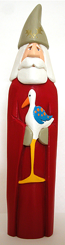Santa holding folk art bird #722